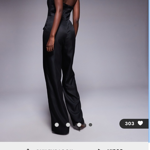 Kaiia exclusive square halterneck wide leg pocket detail jumpsuit in black - Picture 4 of 4